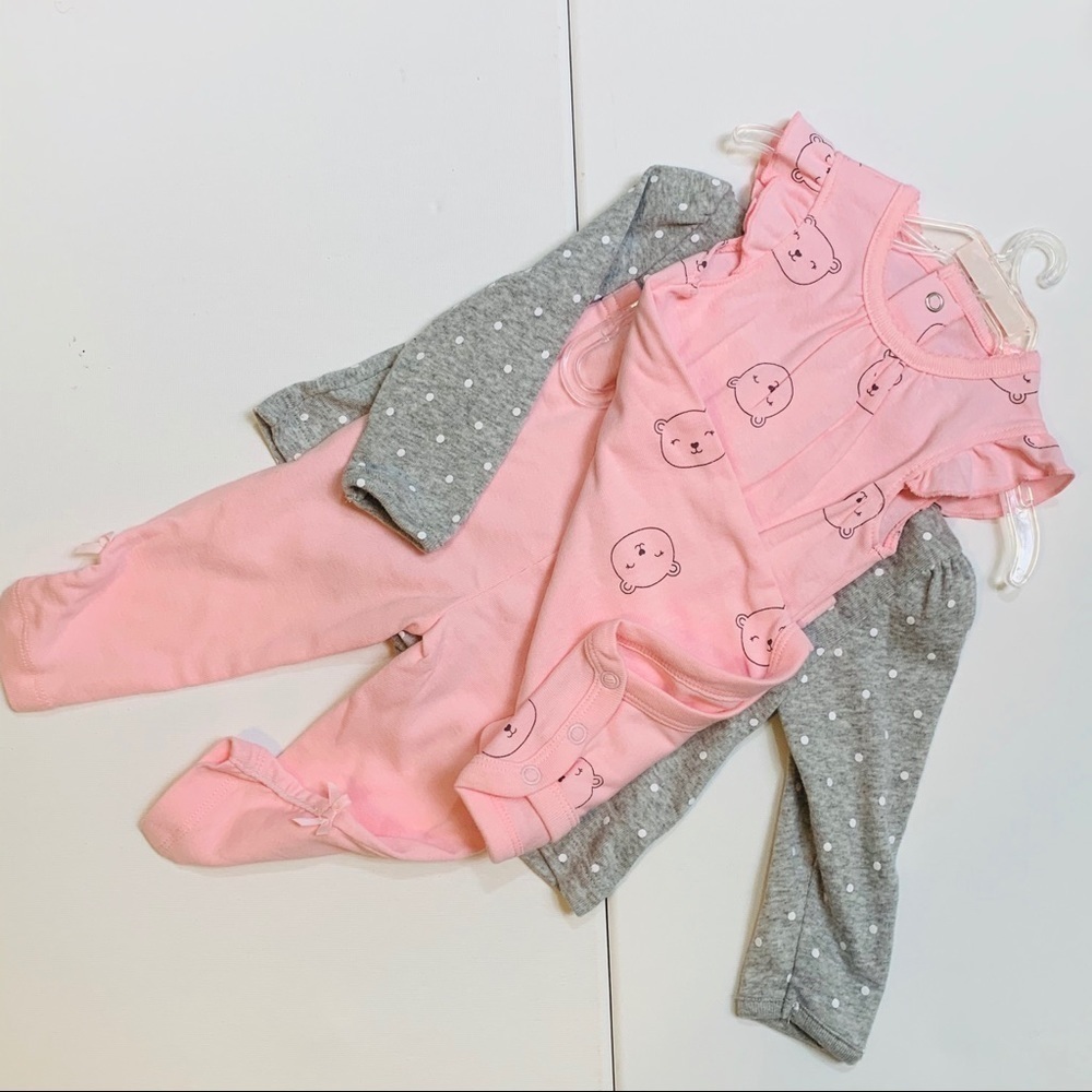 Carter’s || NWT 3 Piece Set Pink Gray Adorable Just One You 6 Months - Picture 4 of 5